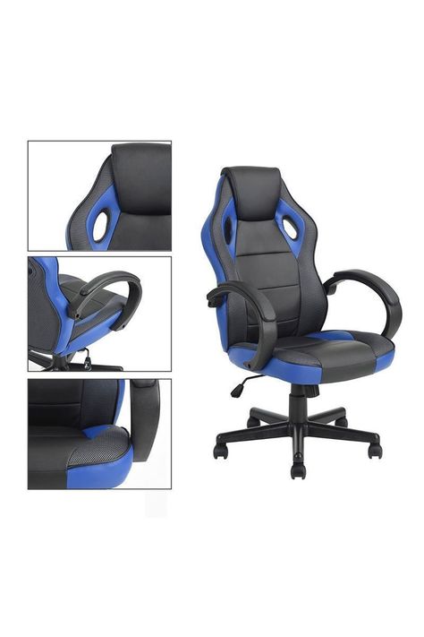 Silla Gamer Pu Ergonómica Escritorio Tunney Azul-5