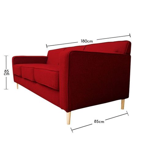 Sofá Lilen Chenille Tipo Lino Rojo 2 Cuerpos-4