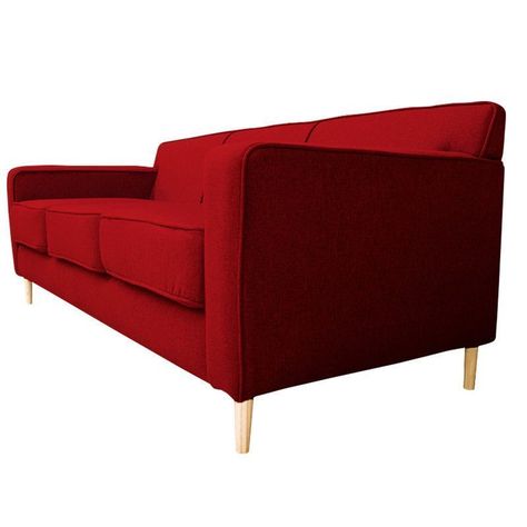 Sofá Lilen Chenille Tipo Lino Rojo 2 Cuerpos-2