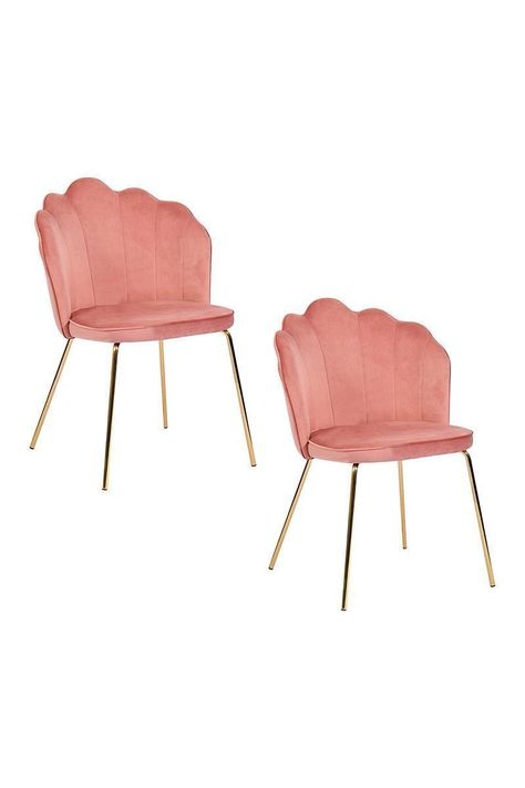Pack 2 Sillas de Comedor de Terciopelo Rosa-0
