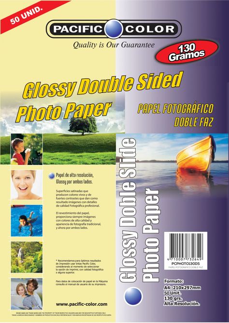Papel Glossy Fotográfico Doble Faz Formato A4 130gr 50 Hojas-0