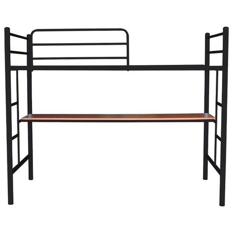 Cama Alta 1 Plaza Negro Con Escritorio-1