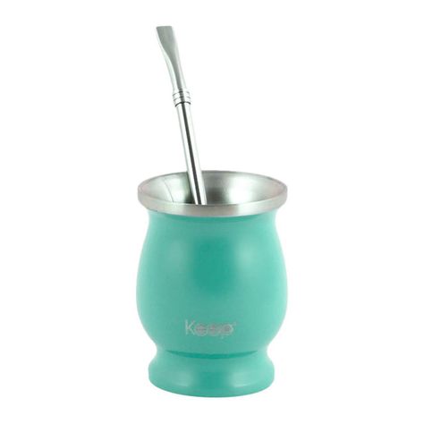 Mate Con Bombilla Clásico 200 ml Celeste / Amarillo - Keep-2