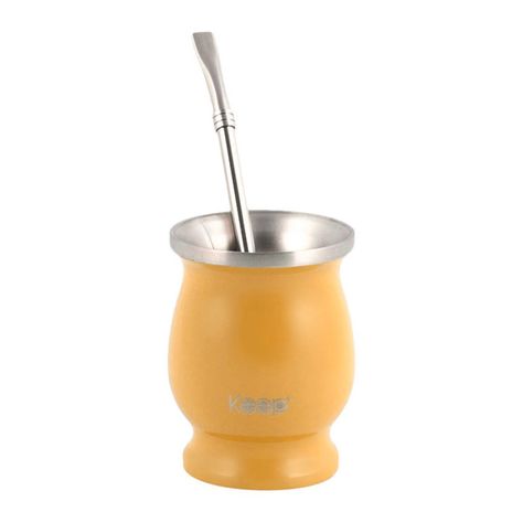 Mate Con Bombilla Clásico 200 ml Celeste / Amarillo - Keep-1