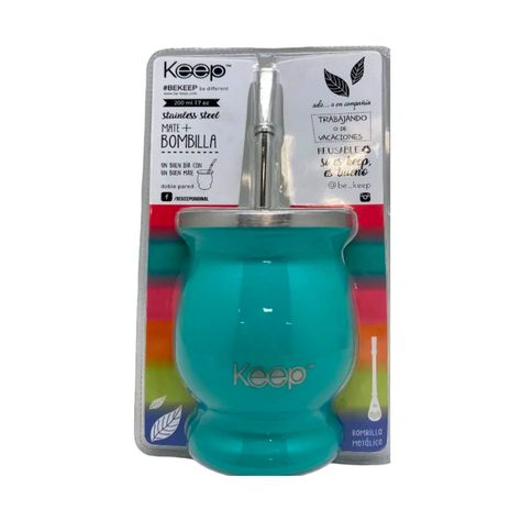 Mate Con Bombilla Clásico 200 ml Celeste / Amarillo - Keep-8