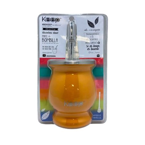 Mate Con Bombilla Clásico 200 ml Celeste / Amarillo - Keep-5