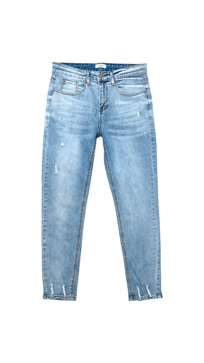 Jeans Hombre Skinny Azul Claro Con Destroyer-5