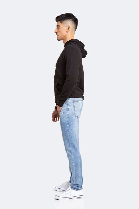 Jeans Hombre Skinny Azul Claro Con Destroyer-4