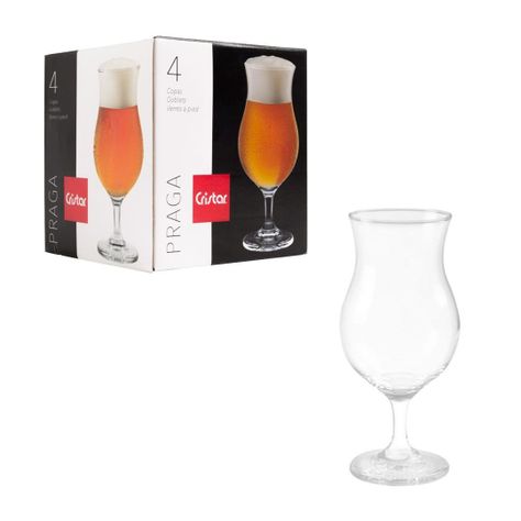 Set 4 Copas Vidrio Cerveza Praga 442cc Cristal Cocina-1