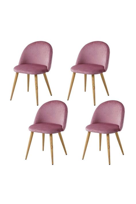 Pack 4 Sillas Comedor Sitial Terciopelo Rosa-0