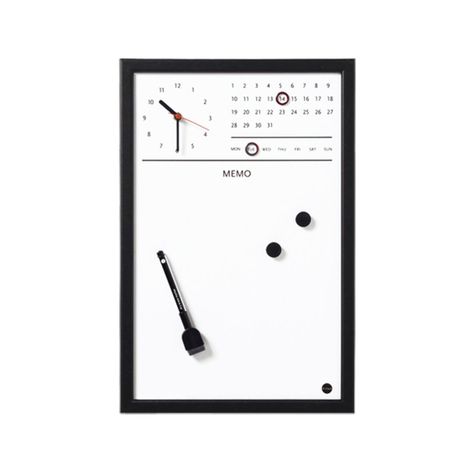 Pizarra Magnética Reloj 45x30 Marco Negro-0