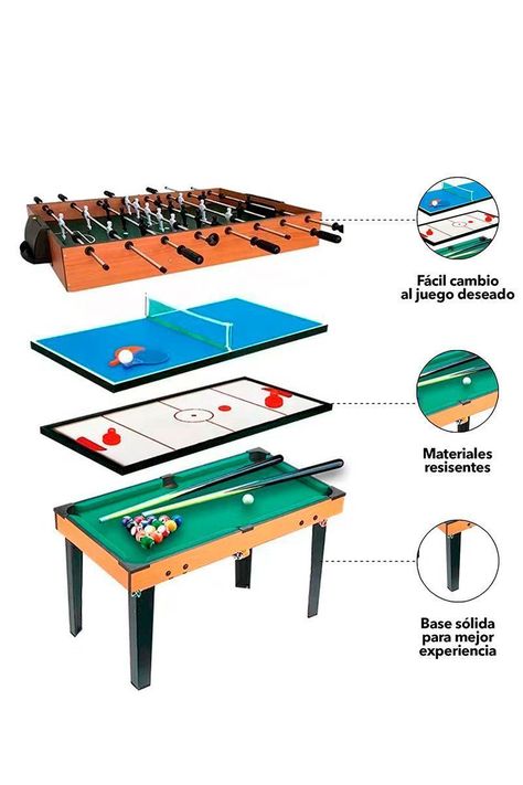 Mesa Multi Juego 4 en 1 Taca Taca Pool Hockey-4