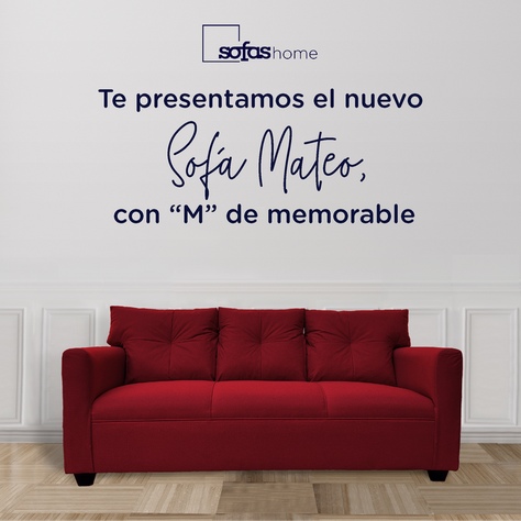 Sofá Mateo Chenille Rojo Pata Plastica 3C-1