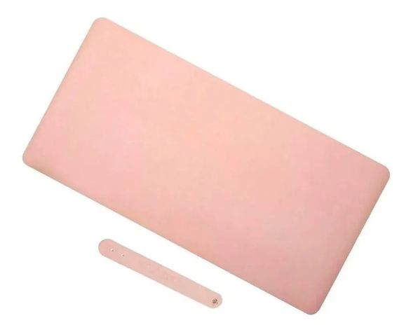 Alfombrilla Mousepad De Cuero Impermeable Reversible 80x40   (Rosa/Celeste)-0
