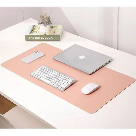 Alfombrilla Mousepad De Cuero Impermeable Reversible 80x40   (Rosa/Celeste)-3