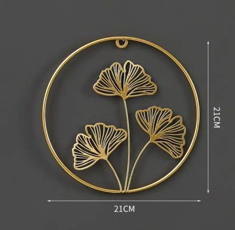 Colgante Decorativo Redondo de Hojas Dorado, Adorno Elegante.-2