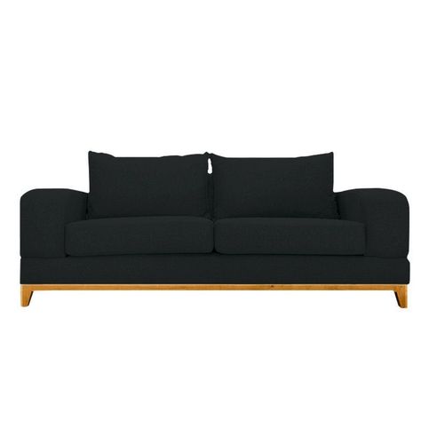 Sofá Basalto Chenille Tipo Lino Negro 3 Cuerpos-0