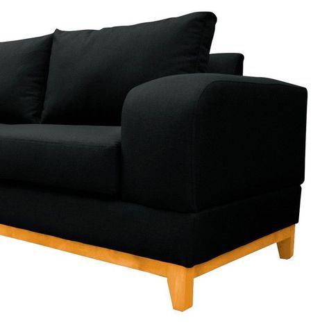 Sofá Basalto Chenille Tipo Lino Negro 3 Cuerpos-3