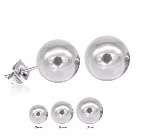 Pendientes Esferas plateadas de 8 mm hipoalergénicos-1