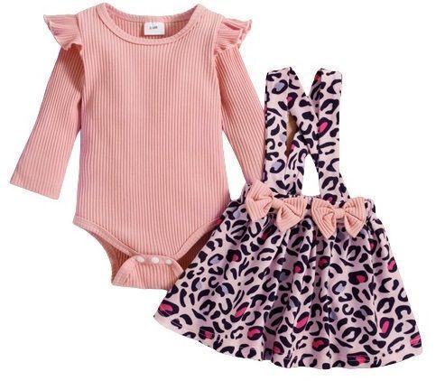 Conjunto vestido, pilucho y cintillo animal print bebe recien nacida-1