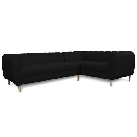 Seccional Lynette Chenille Tipo Lino Negro-1