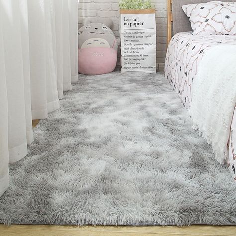 Bajada de cama peluda alfombra Gris Claro Jaspeado-0