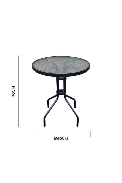 Mesa de terraza de vidrio y acero 70x60 cm Negra-2