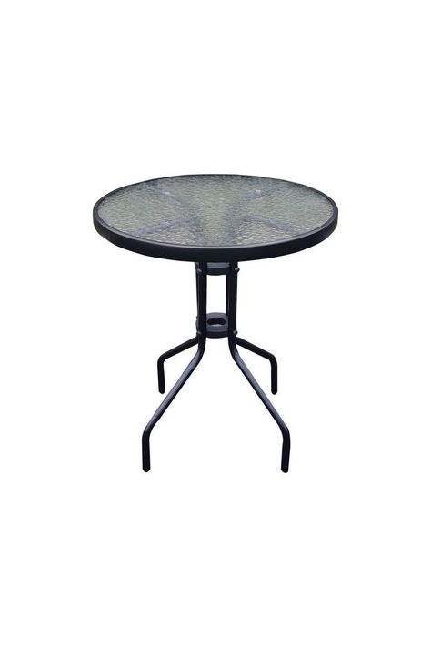 Mesa de terraza de vidrio y acero 70x60 cm Negra-0