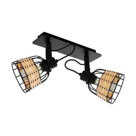 FOCO SOBREPUESTO TECHO ANWICK ACERO NEGRO E27 2X40W IP20 COD.43325-0