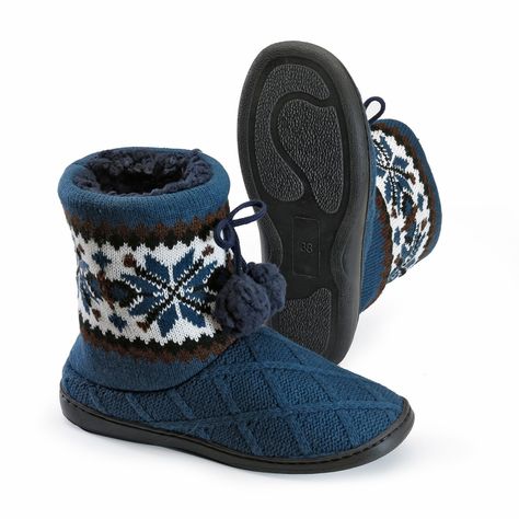 Pantufla Bota Mujer Lana Blue-1