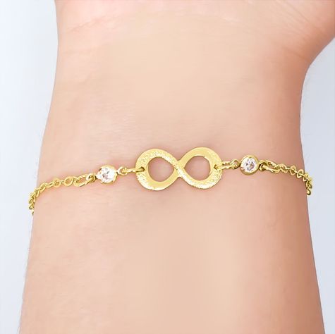Pulsera Infinito Texturado Circón Enchapado Oro 18-1