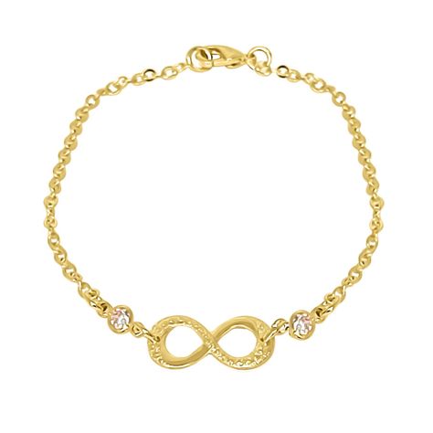 Pulsera Infinito Texturado Circón Enchapado Oro 18-0