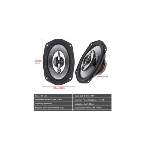 Kit 2 Parlantes Auto 6x9 Ovalados 1000w Coaxial 3 Vías Hifi-2