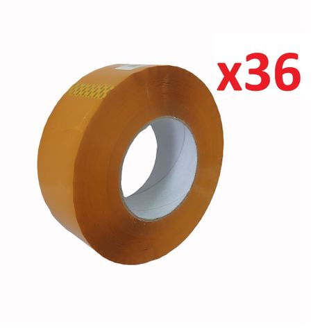Pack 36 huinchas de Embalaje Amarilla 300 Mts 48mm-0
