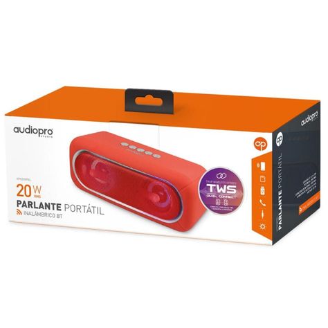Parlante Bluetooth TWS Portatil RGB Rojo Audiopro-1