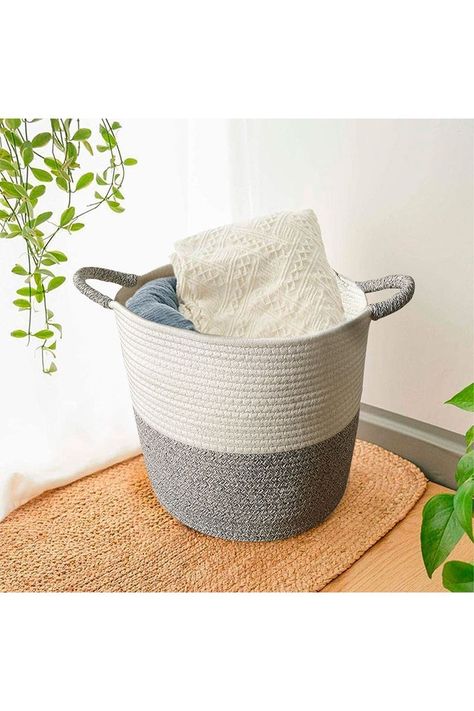 Set 3 Cestos de Algodón con Mangos Gris-1