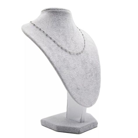 Exhibidor Cuello Alargado Mediano Felpa Color Gris-1