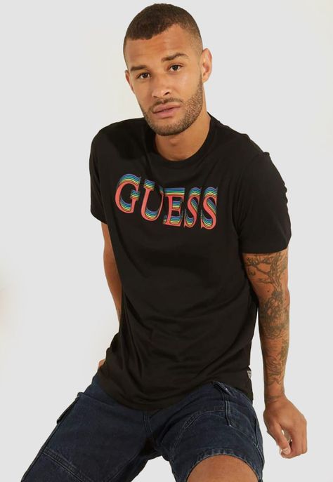 Polera Guess Ss Bsc Rainbow Guess Logo Hd-0