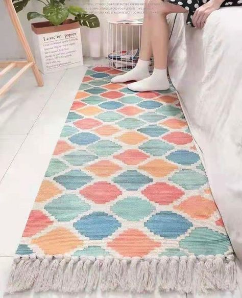 Bajada De Cama Larga Alfombra Tela Tejido 09-0