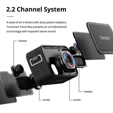 Tronsmart Force MAX SoundPulse Parlante Bluetooth IPX7 80W-6