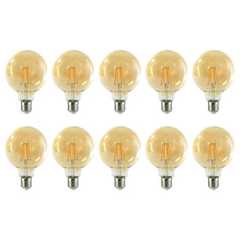 Pack 10 Ampolleta Globo LED E-27 Filamento 6W G95 Dimebale SEC-0