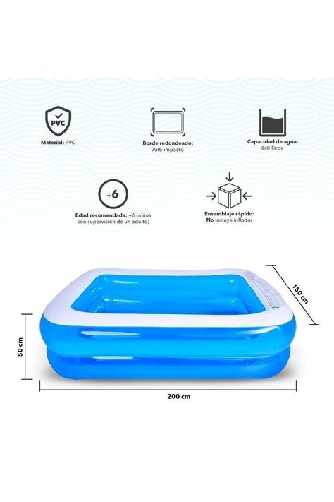 Piscina Rectangular Inflable  440 L 200x150x50 cm-2