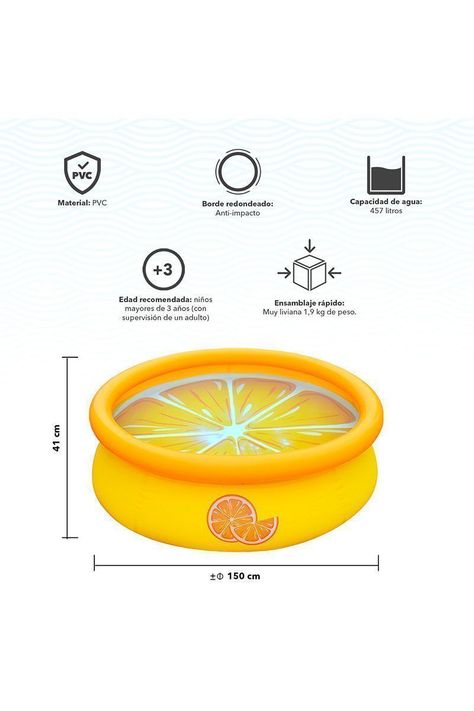 Piscina Inflable 457Lts 41cmx150cmx150cm Naranja-2