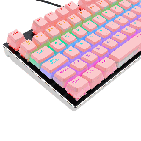 Kit Teclado Gamer Kumara K552 más Keycaps Reemplazo Scarab Rosadas, Iluminación Rainbow Fija-4