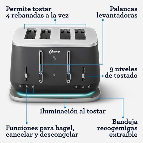 Tostadora premium para 4 rebanadas Oster® TSSTTA4540B-5