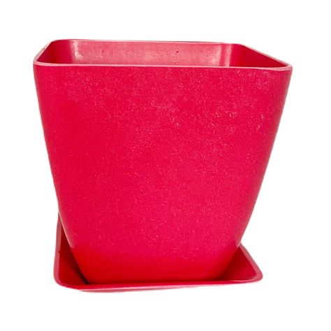 SET MACETA BIO C/PLATO CUADRADO CORAL 13,3X12,4-0