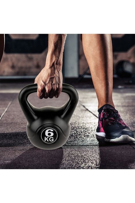 Kettlebell Mancuerna Pesa Rusa Cemento 6 Kg Negro-1
