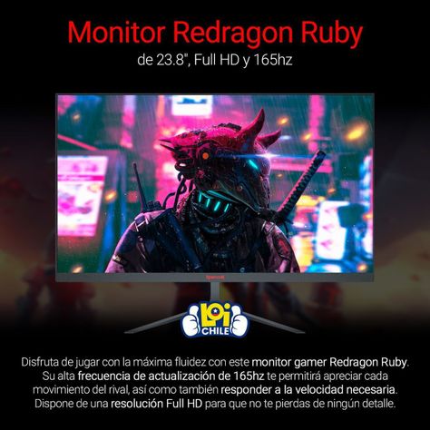 Monitor Gamer Redragon Ruby 23,8" Full HD 165Hz 1ms Freesync-1
