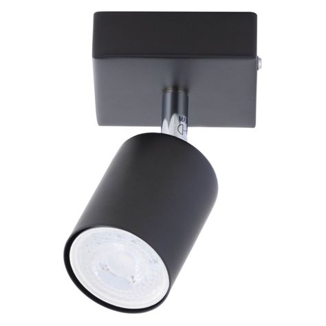 Foco Spotlight Negro 1x Con Ampolleta 5,5W GU-10 Cálida M-2