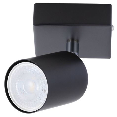 Foco Spotlight Negro 1x Con Ampolleta 5,5W GU-10 Cálida M-1